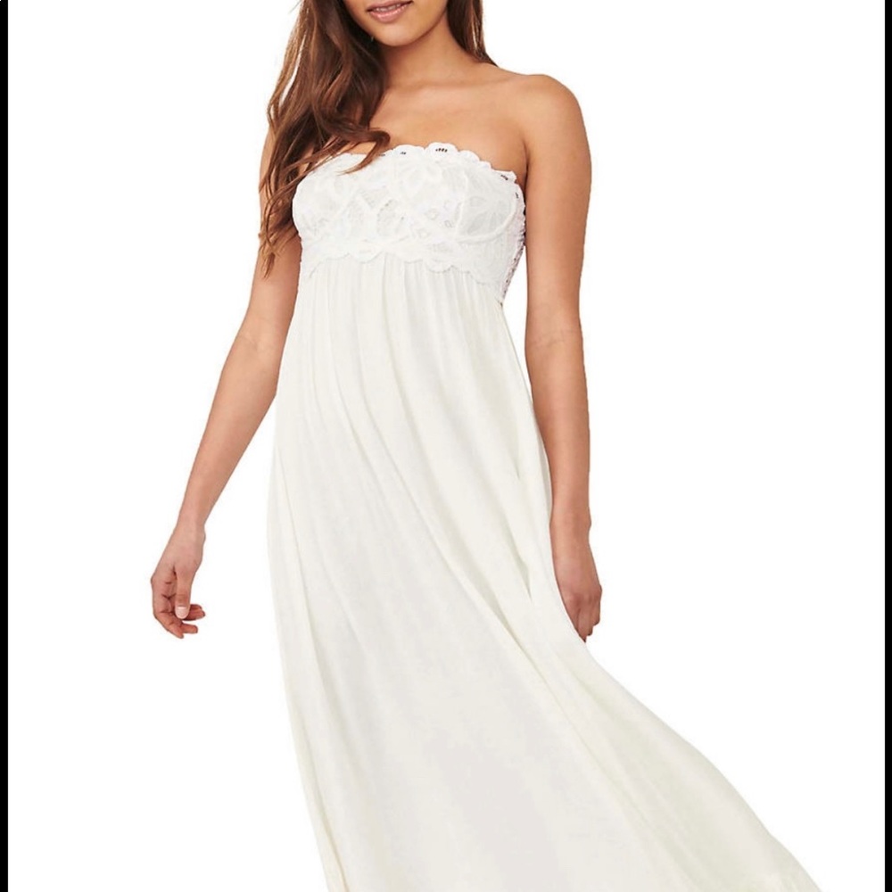 NWT! ✨FREE PEOPLE - M strapless white boho dress
